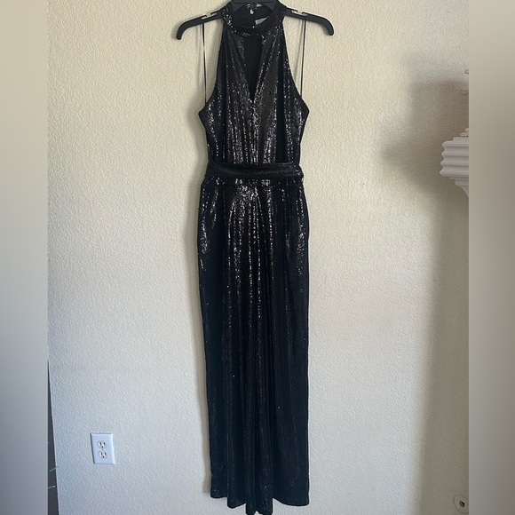 MICHAEL Michael Kors Sequin Halter Wide-Leg Jumpsuit M NWOT - Picture 4 of 6